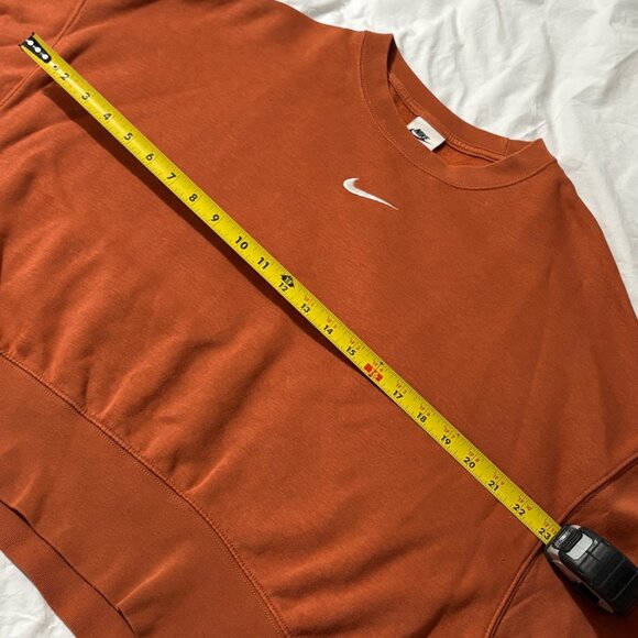 Nike Burnt Orange Oversized Cropped Crewneck Sweatshirt Cotton Blend Pullover XS - Picture 9 of 10